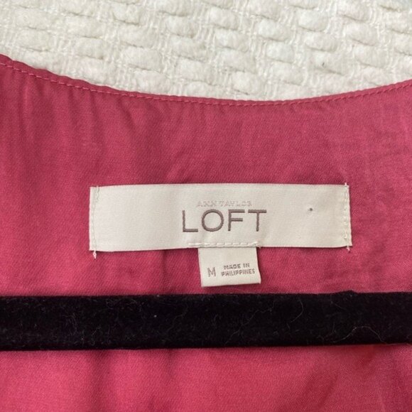 Ann Taylor Loft Pink Sleeveless Ruffle Neck Midi Dress Rayon/Lyocell Size M - Picture 5 of 9